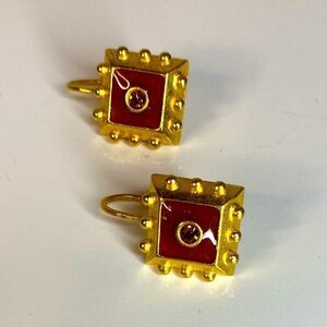 Caramel Enamel & Gold Earrings